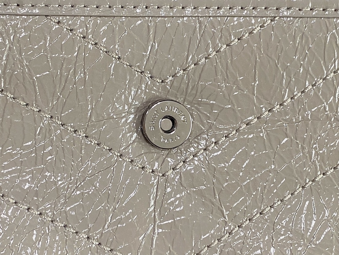 Y*L NIKI BABY IN VINTAGE LEATHER LIGHT GRAY 8.2 X 6 X 2.9 INCHES