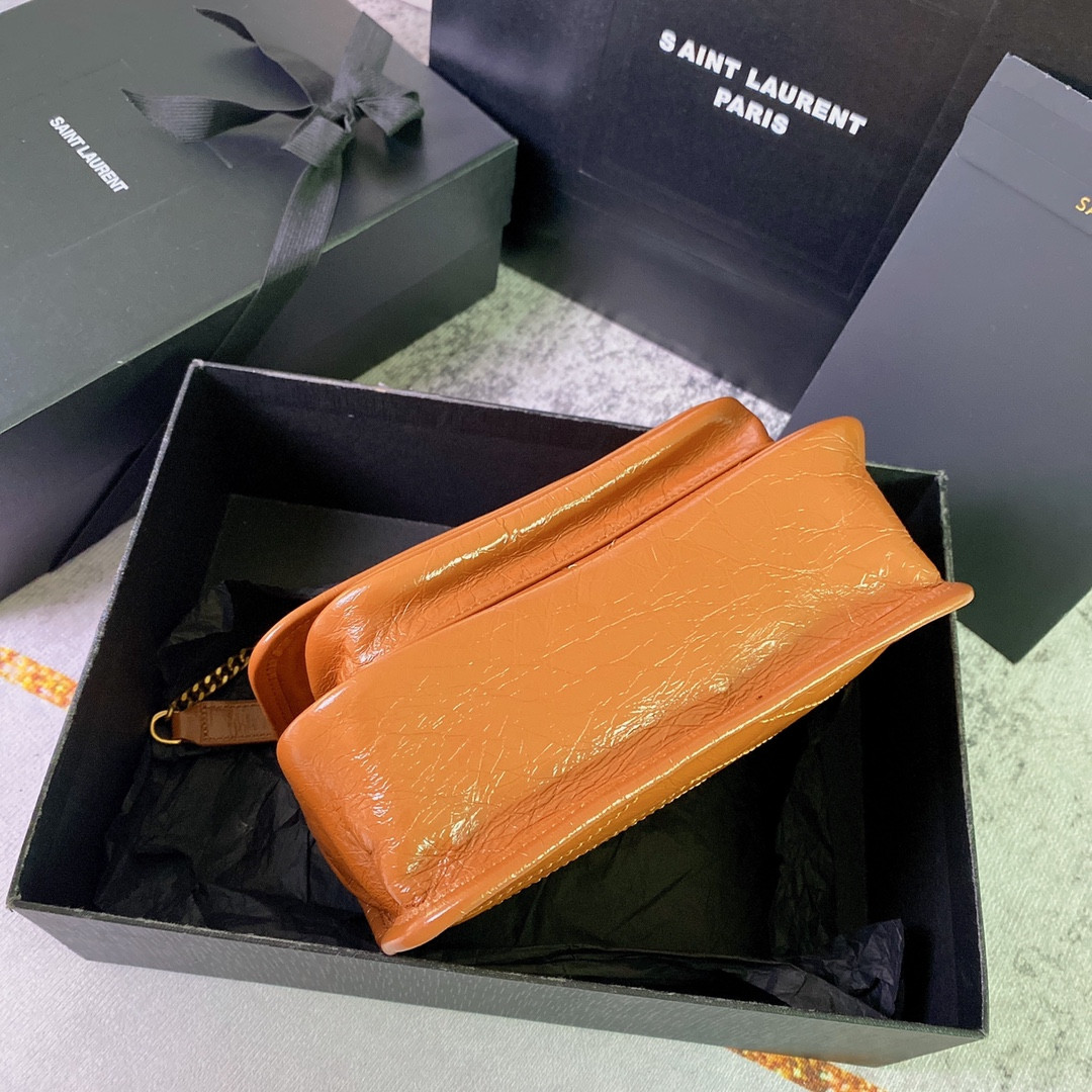 Y*L NIKI BABY IN VINTAGE LEATHER LIGHT CARAMEL 8.2 X 6 X 2.9 INCHES