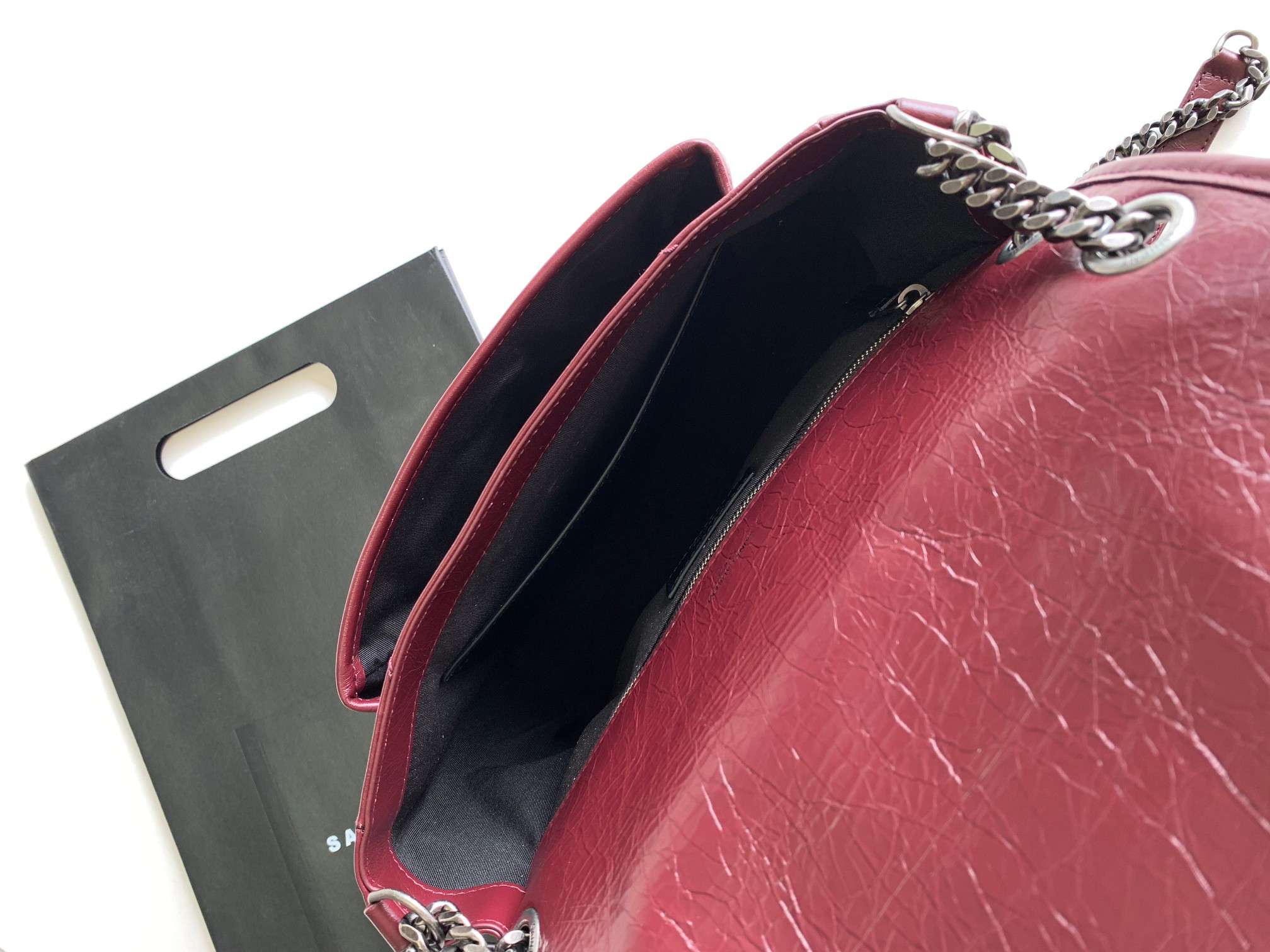 Y*L NIKI MEDIUM IN VINTAGE LEATHER RED 11 X 7.8 X 3.3 INCHES