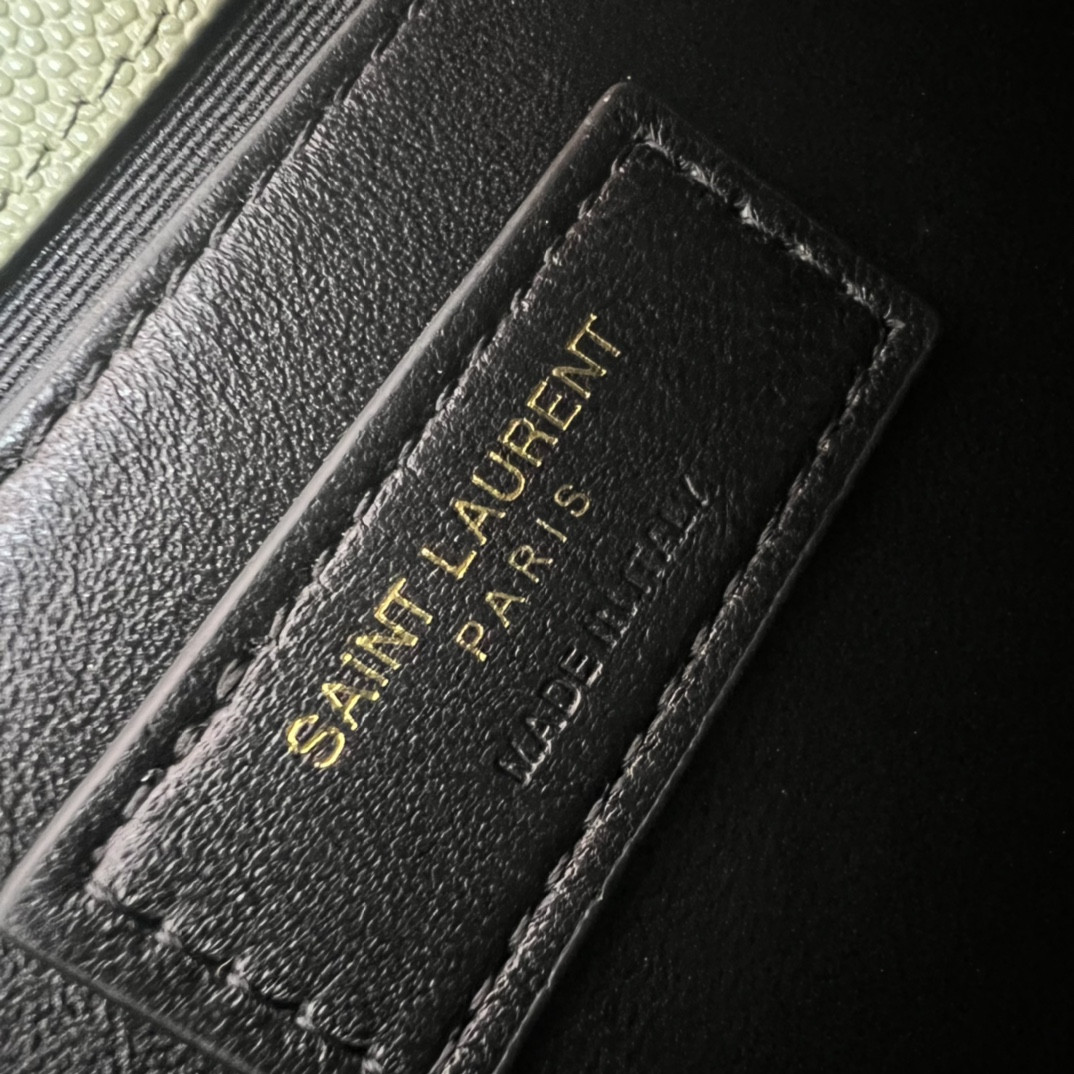 Y*L KATE MEDIUM IN GRAIN DE POUDRE EMBOSSED LEATHER GREEN 9.4 X 5.7 X 2.1 INCHES