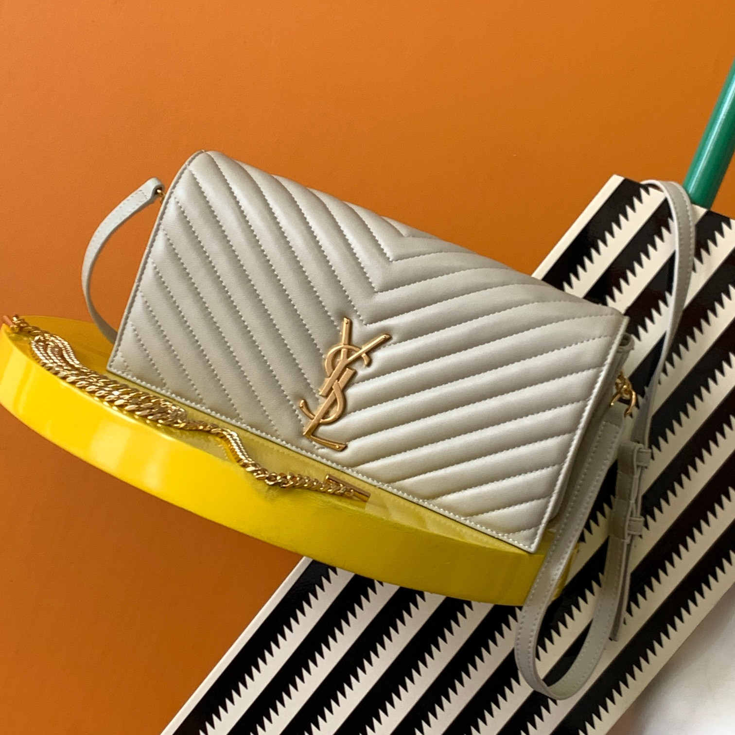 Y*L KATE 99 IN QUILTED NAPPA LEATHER WHITE 10.2 X 5.3 X 1.7 INCHES