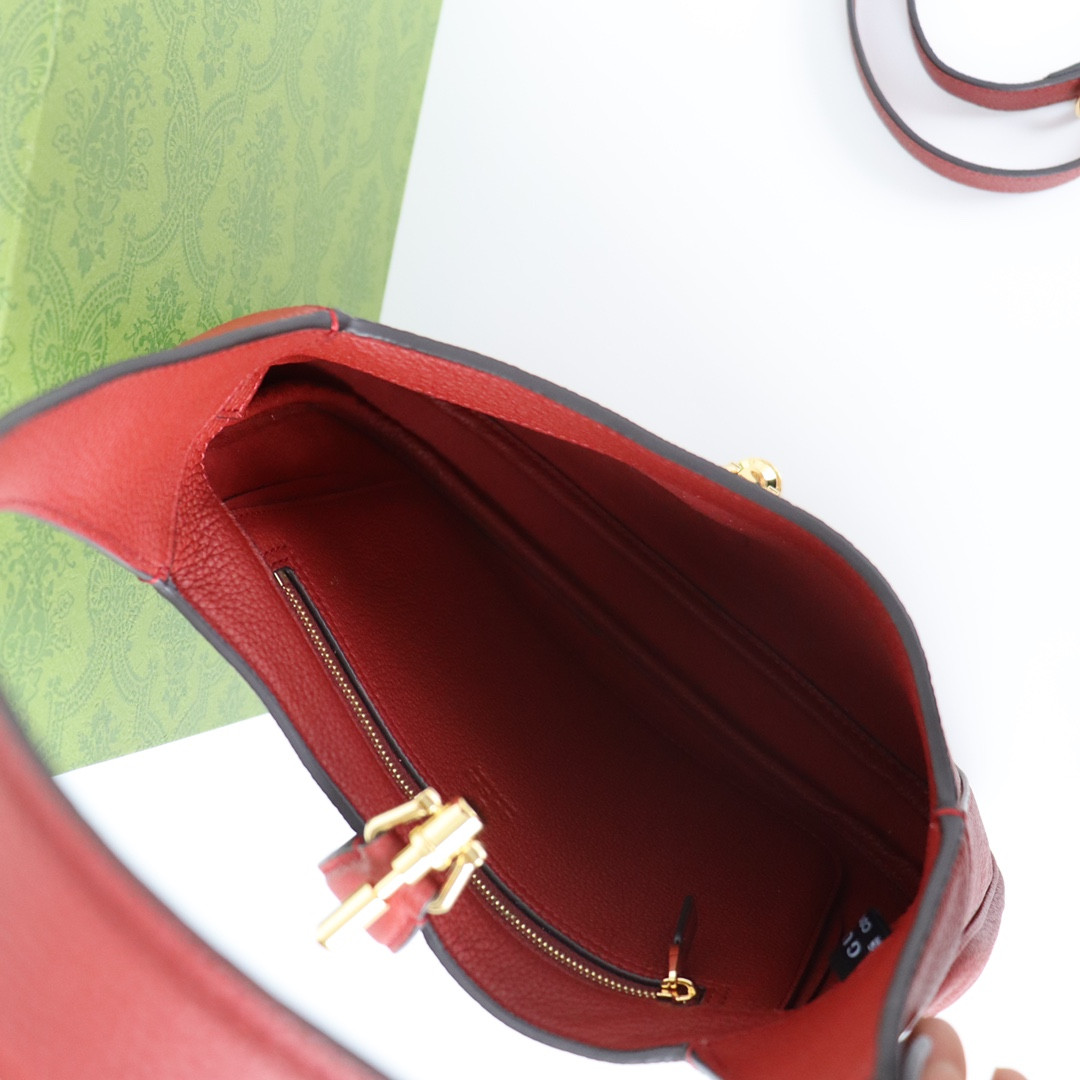 G*u*i JACKIE SMALL SHOULDER BAG Rosso Ancora 10.8"W x 7.5"H x 1.6"D