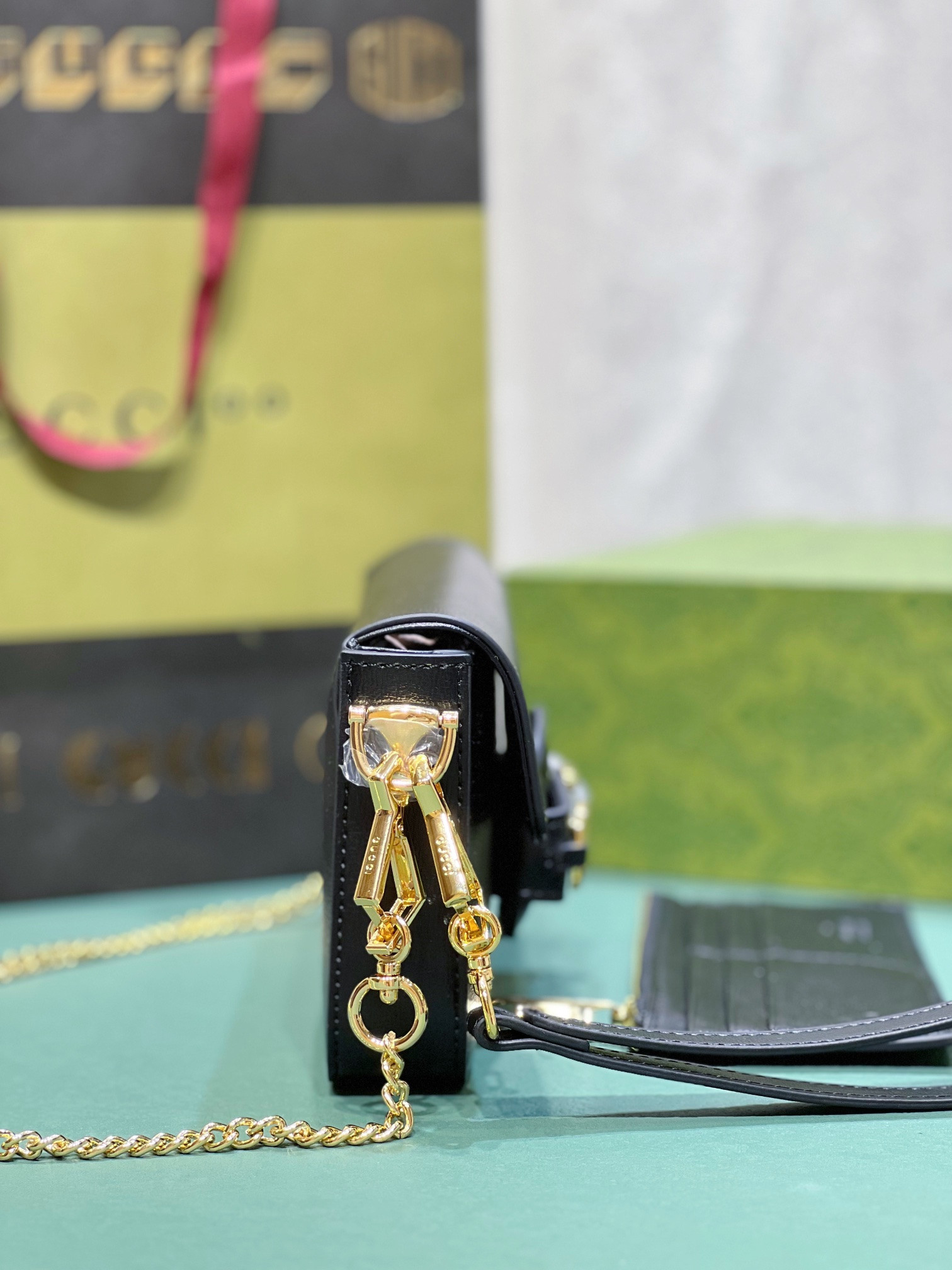 G*u*i HORSEBIT 1955 MINI BAG BLACK 8.5"W x 4.9"H x 1.2"D