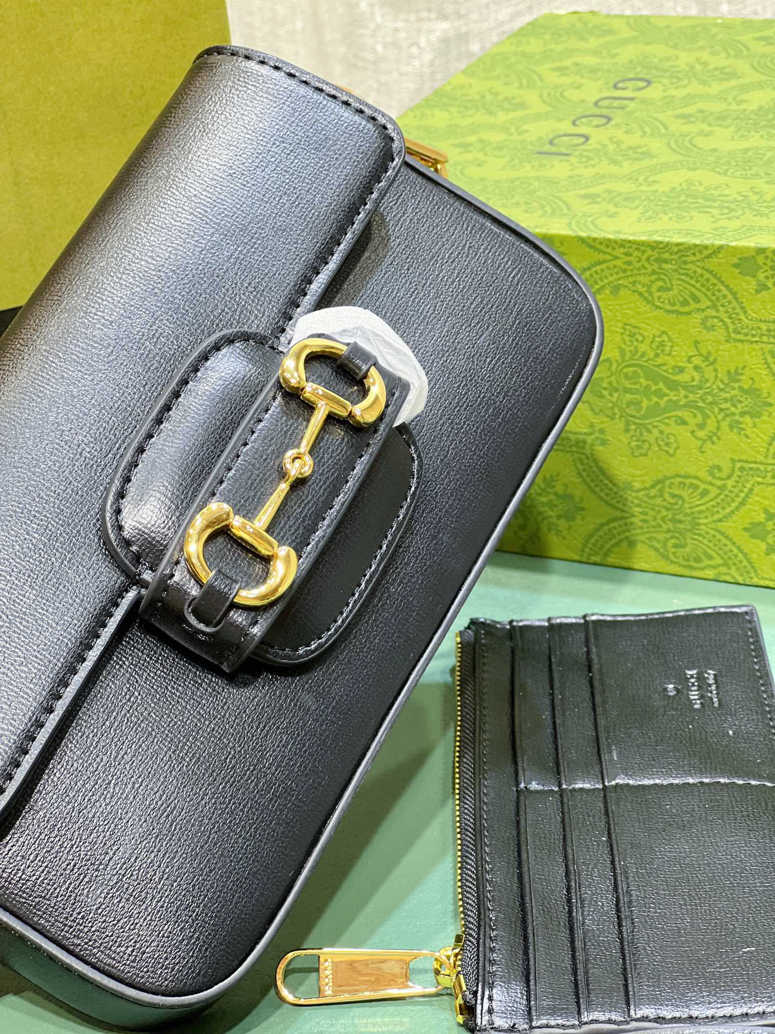 G*u*i HORSEBIT 1955 MINI BAG BLACK 8.5"W x 4.9"H x 1.2"D