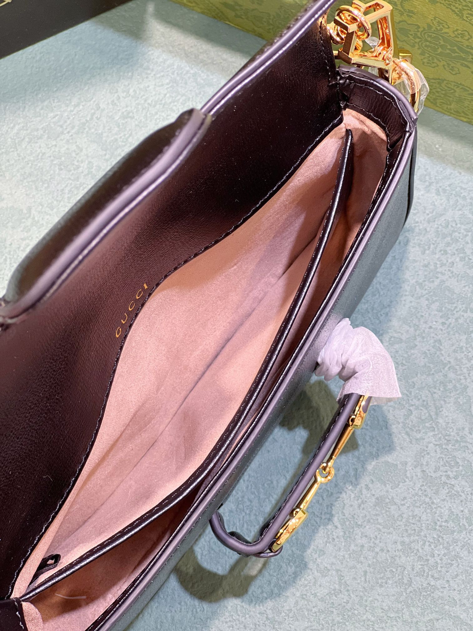 G*u*i HORSEBIT 1955 MINI BAG BLACK 8.5"W x 4.9"H x 1.2"D