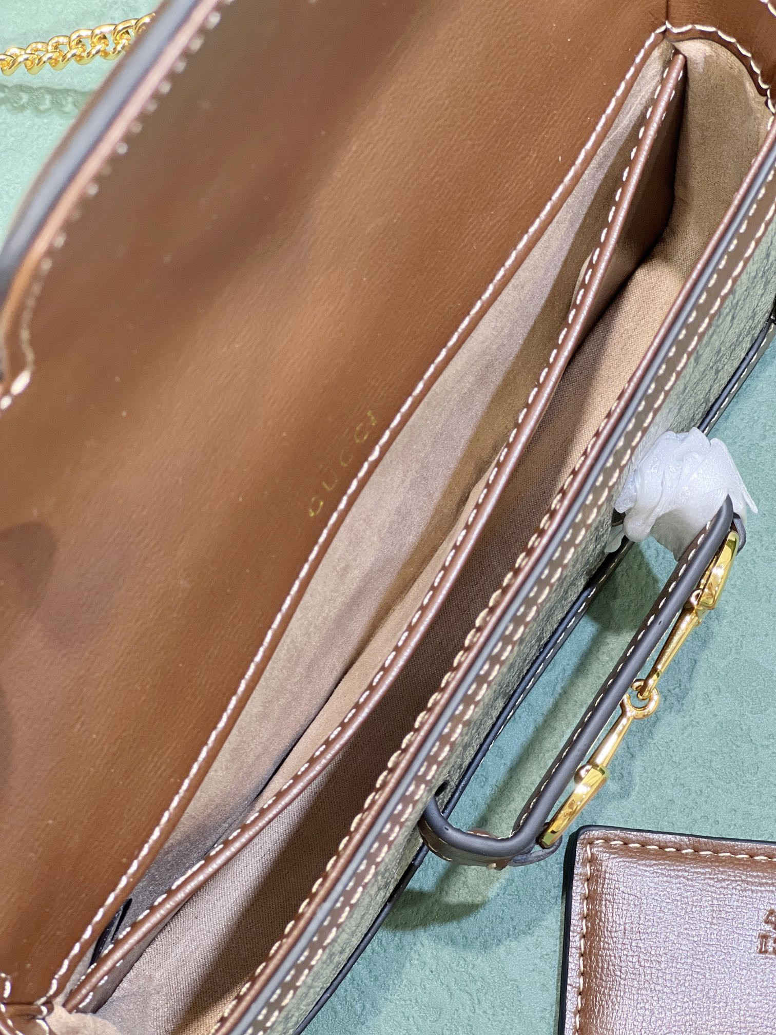 G*u*i HORSEBIT 1955 MINI BAG BROWN 8.5"W x 4.9"H x 1.2"D