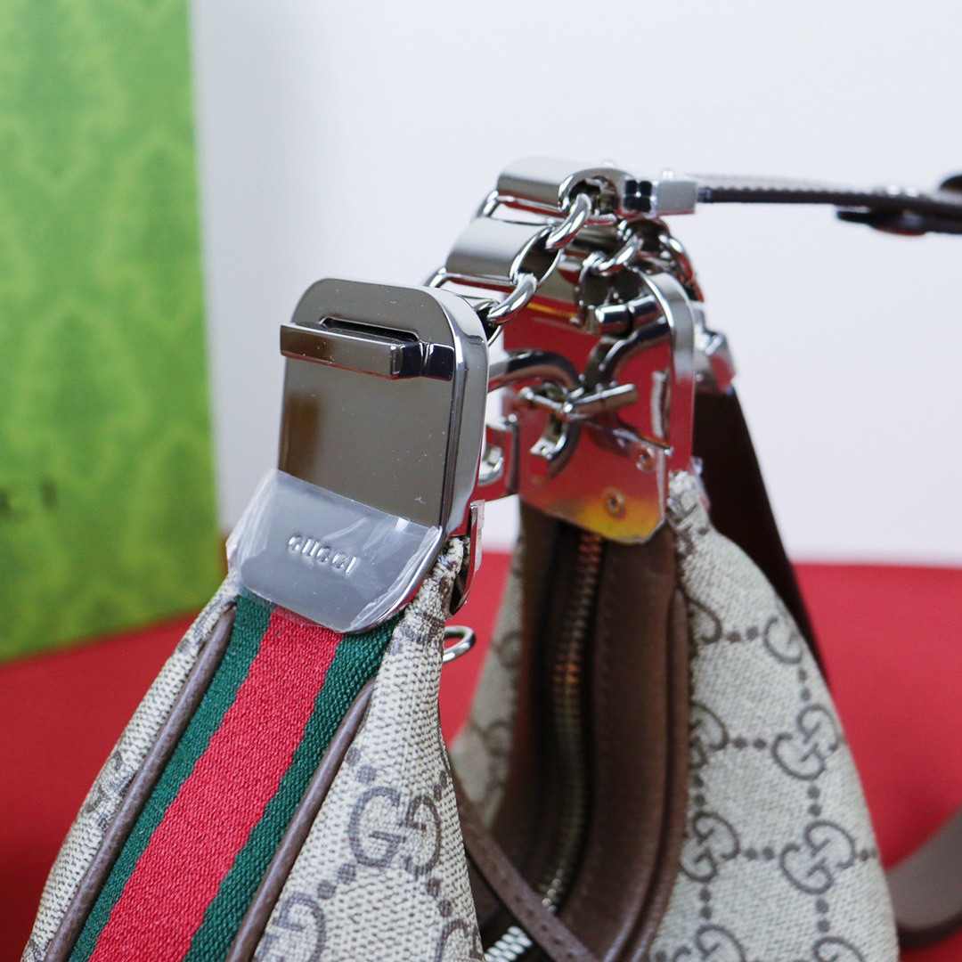 G*u*i ATTACHE SMALL SHOULDER BAG Beige and blue 9"W x 8.7"H x 2"D