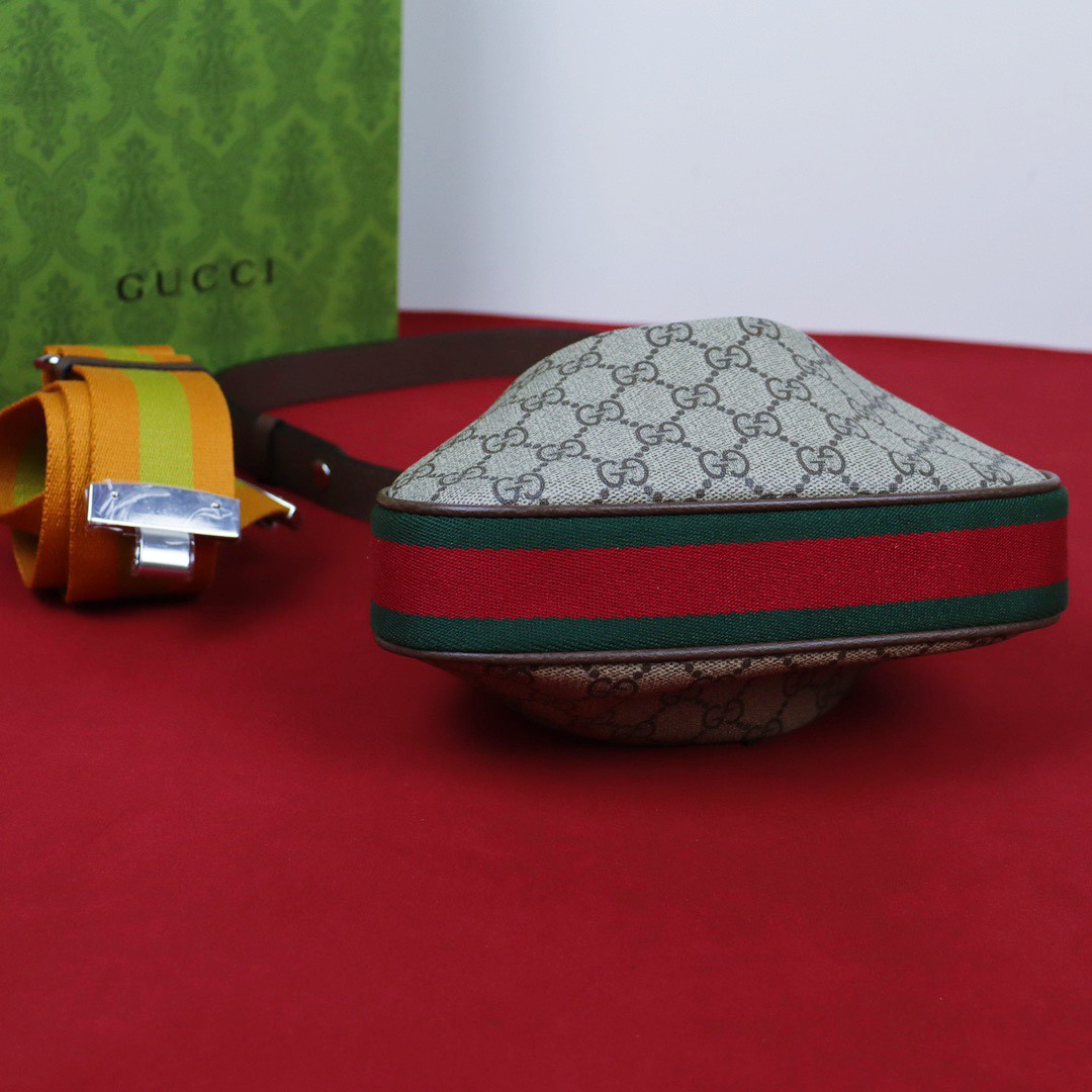 G*u*i ATTACHE SMALL SHOULDER BAG Beige and blue 9"W x 8.7"H x 2"D