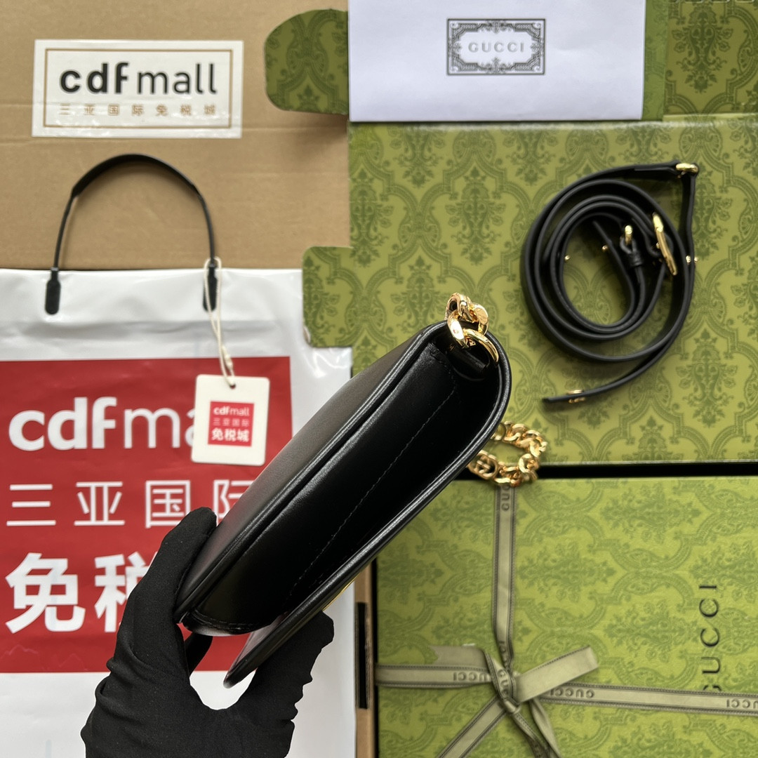 G*u*i BLONDIE SHOULDER BAG BLACK 11"W x 6.3"H x 1.6"D