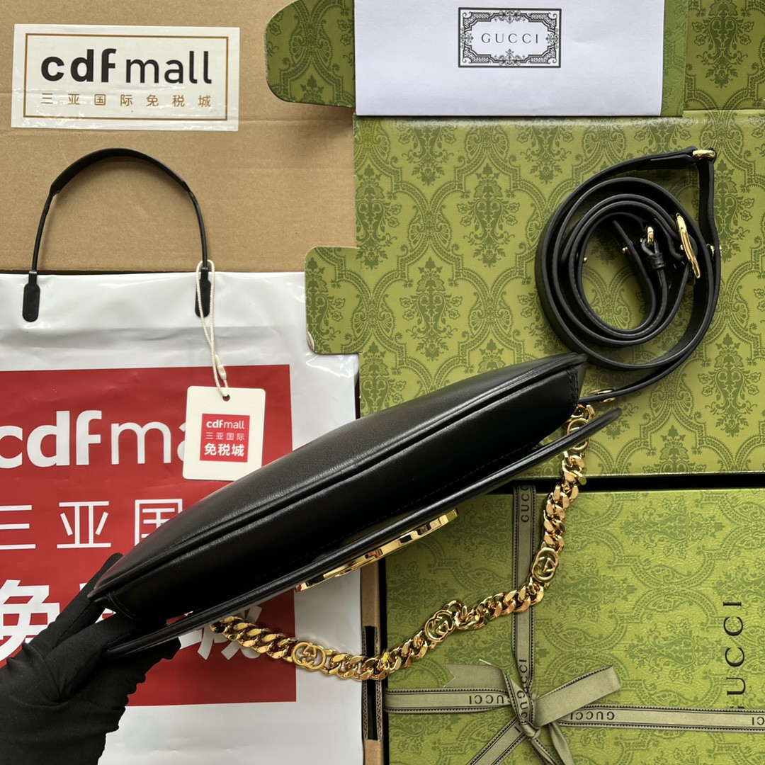 G*u*i BLONDIE SHOULDER BAG BLACK 11"W x 6.3"H x 1.6"D