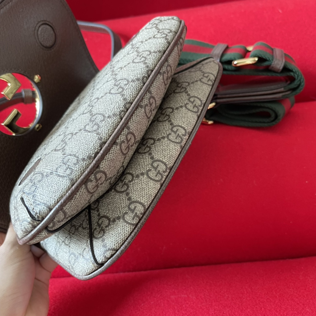 G*u*i BLONDIE MINI BAG Beige and ebony 8.7"W x 5.1"H x 2.2"D