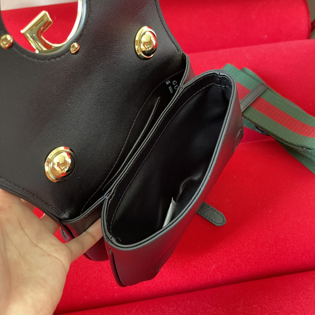 G*u*i BLONDIE MINI BAG BROWN 8.7"W x 5.1"H x 2.2"D