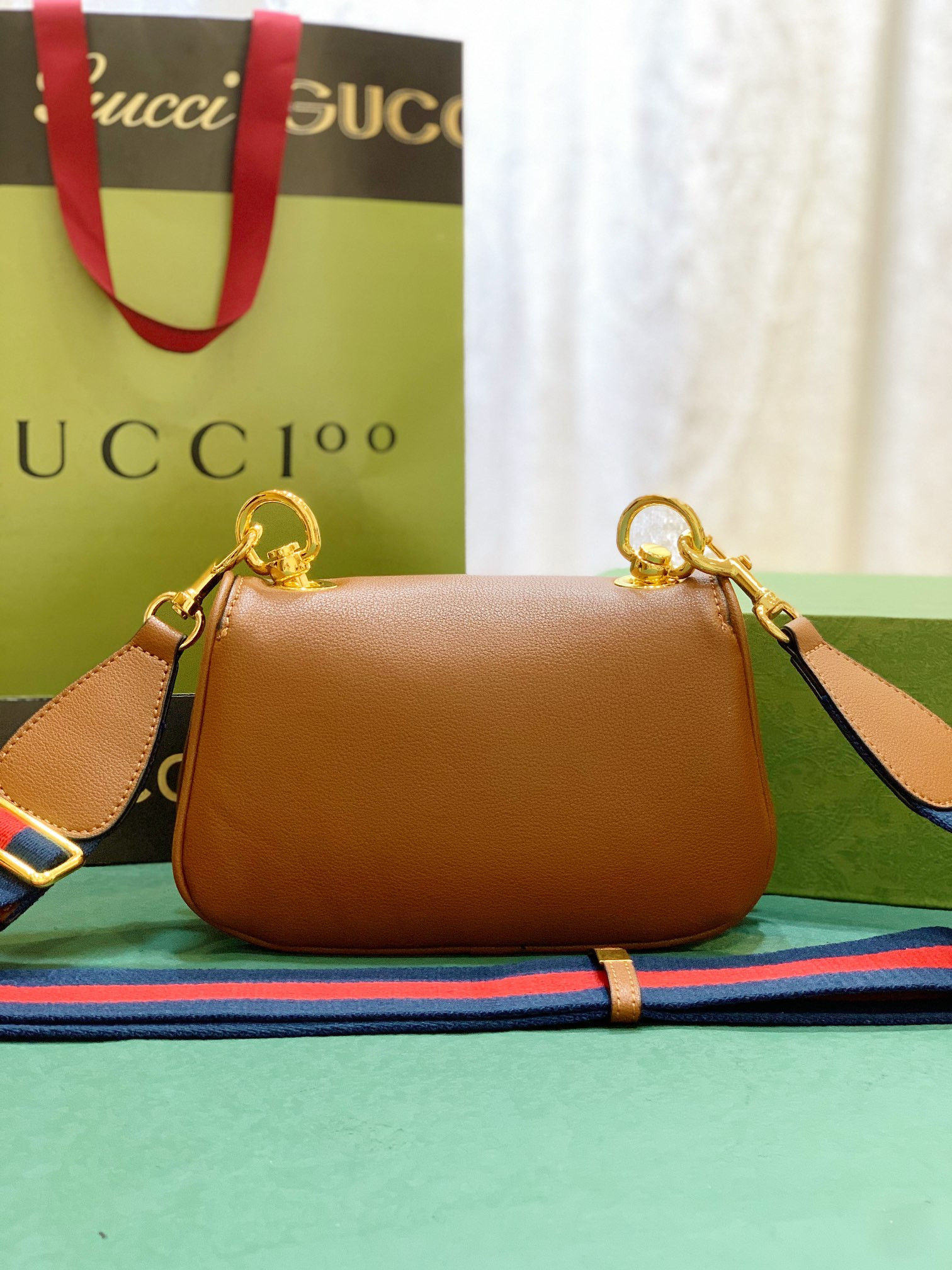 G*u*i BLONDIE MINI BAG COFFEE 8.7"W x 5.1"H x 2.2"D