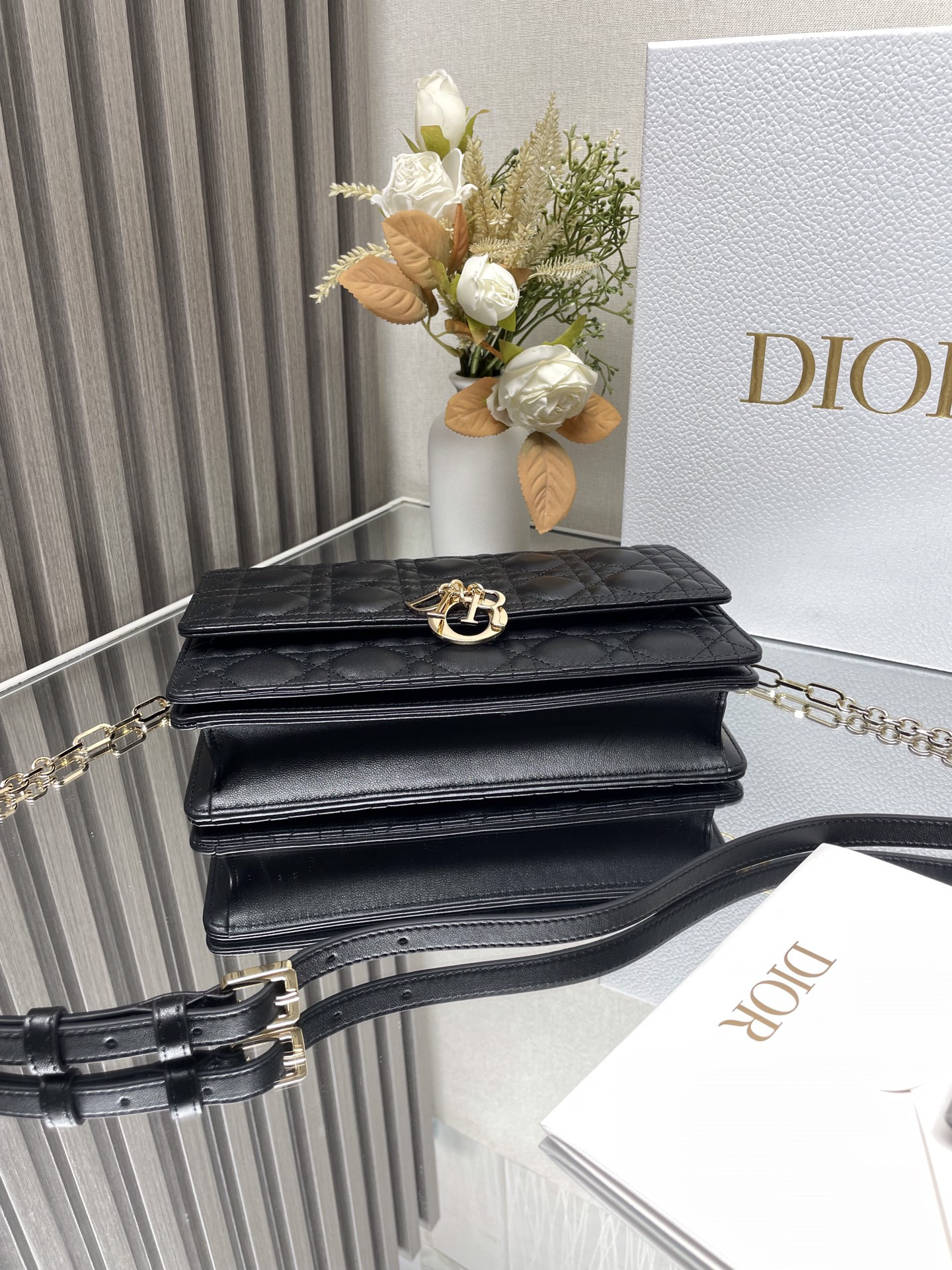 My D*0r Top Handle Bag Black 9.5 x 5.5 x 3 inches