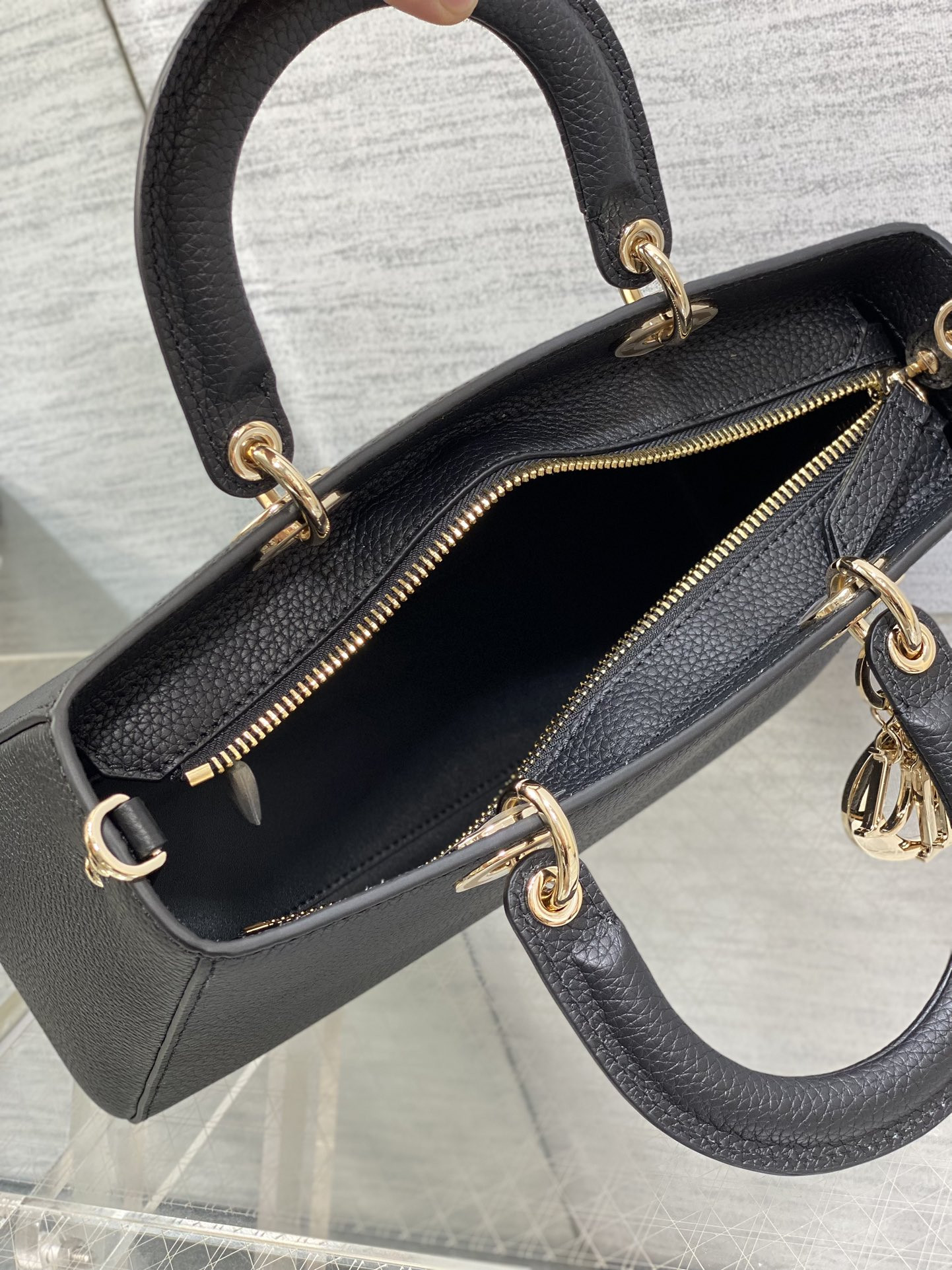 Medium Lady D-Sire My ABCD*0r Bag  Black Bull Leather 12 x 8 x 5 inches