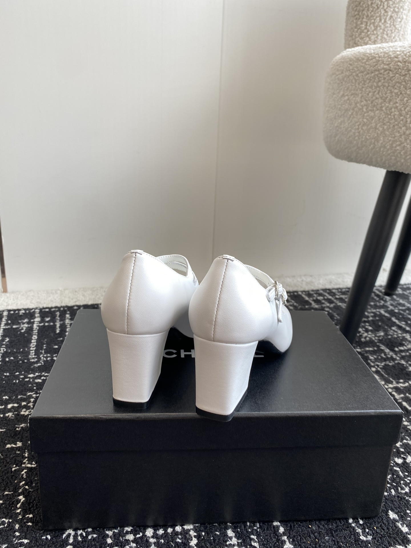 UA Ch*el MARY JANES Lambskin & Grosgrain