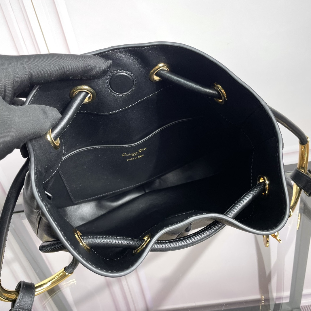 Medium D*0r Nolita Bag  Black Calfskin 11 x 10 x 2 inches