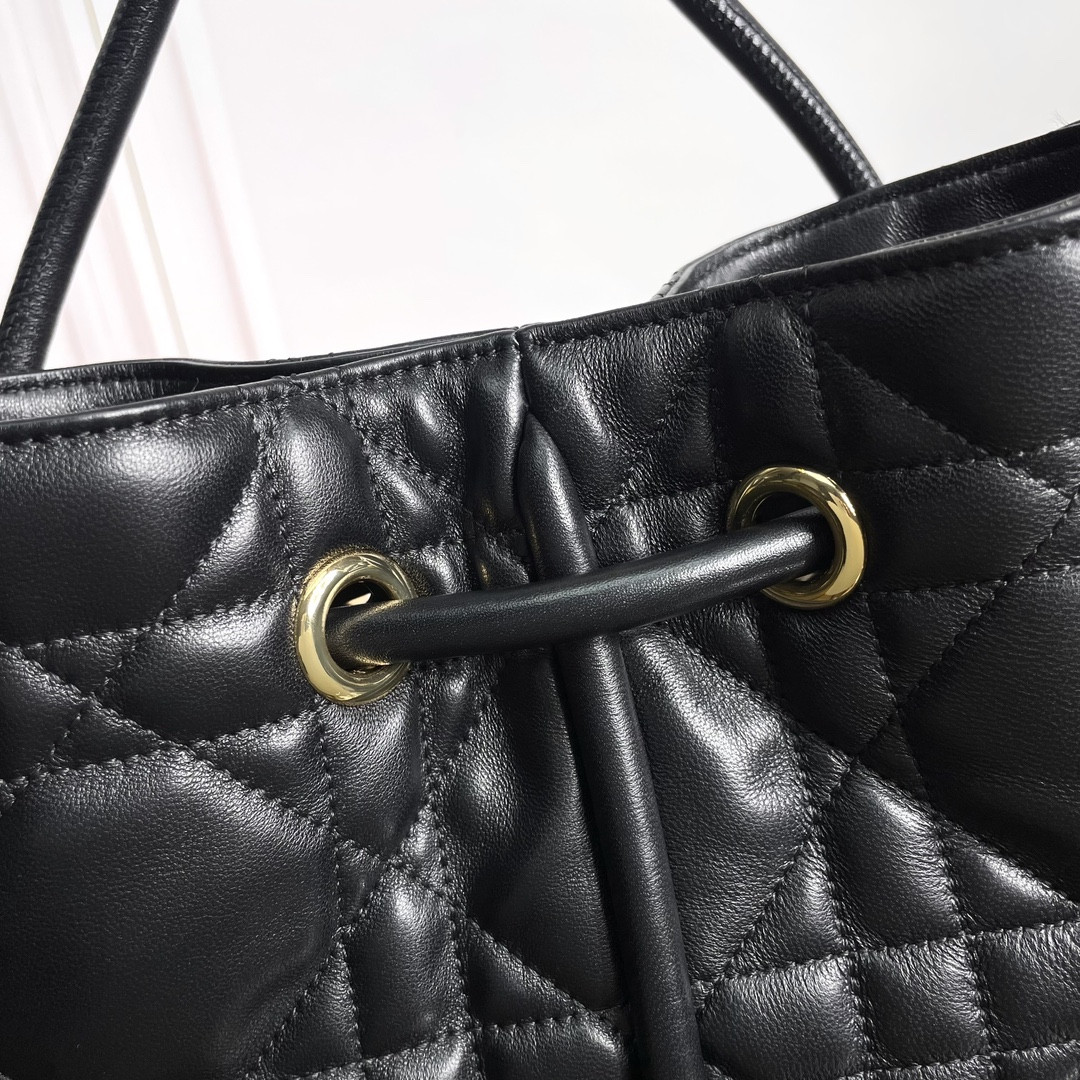 Medium D*0r Nolita Bag Black Macrocannage Lambskin 10.5 x 10 x 2 inches
