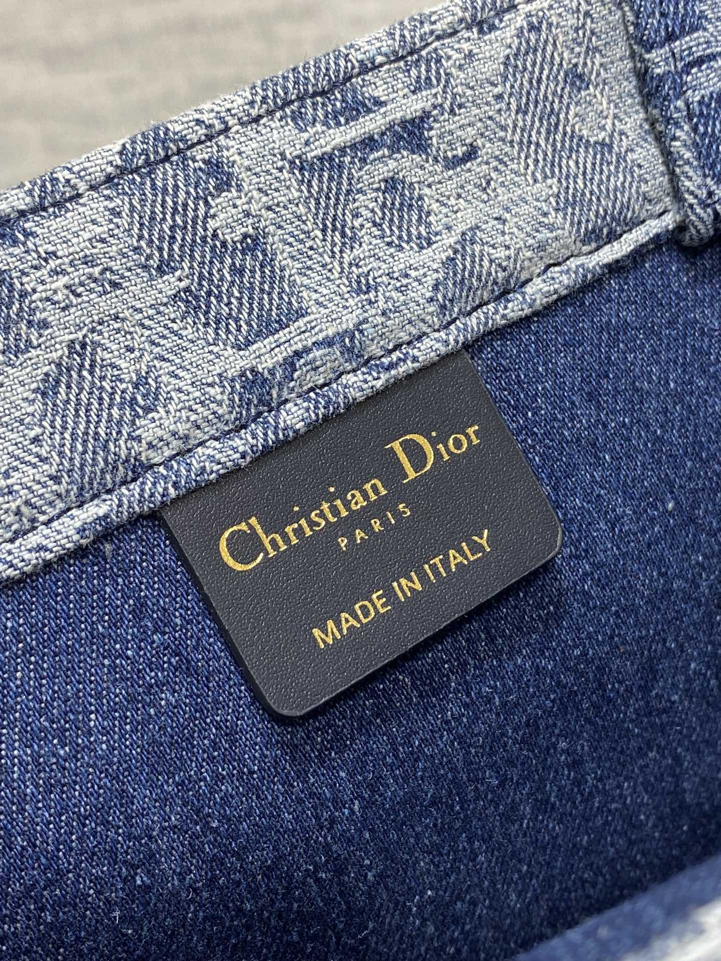 Large D*0r Book Tote Blue Denim D*0r Oblique Jacquard 26x8x22cm