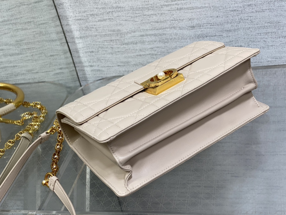 D*0r Medium D*0r Ange Bag Pink Latte Macrocannage Calfskin 26 x 17 x 9 cm