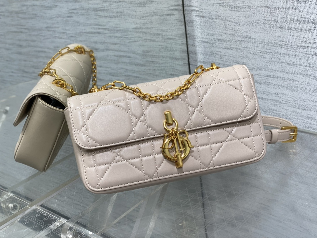 D*0r Mini D*0r Ange Bag Pink Macrocannage Calfskin 20 x 12 x 5 cm