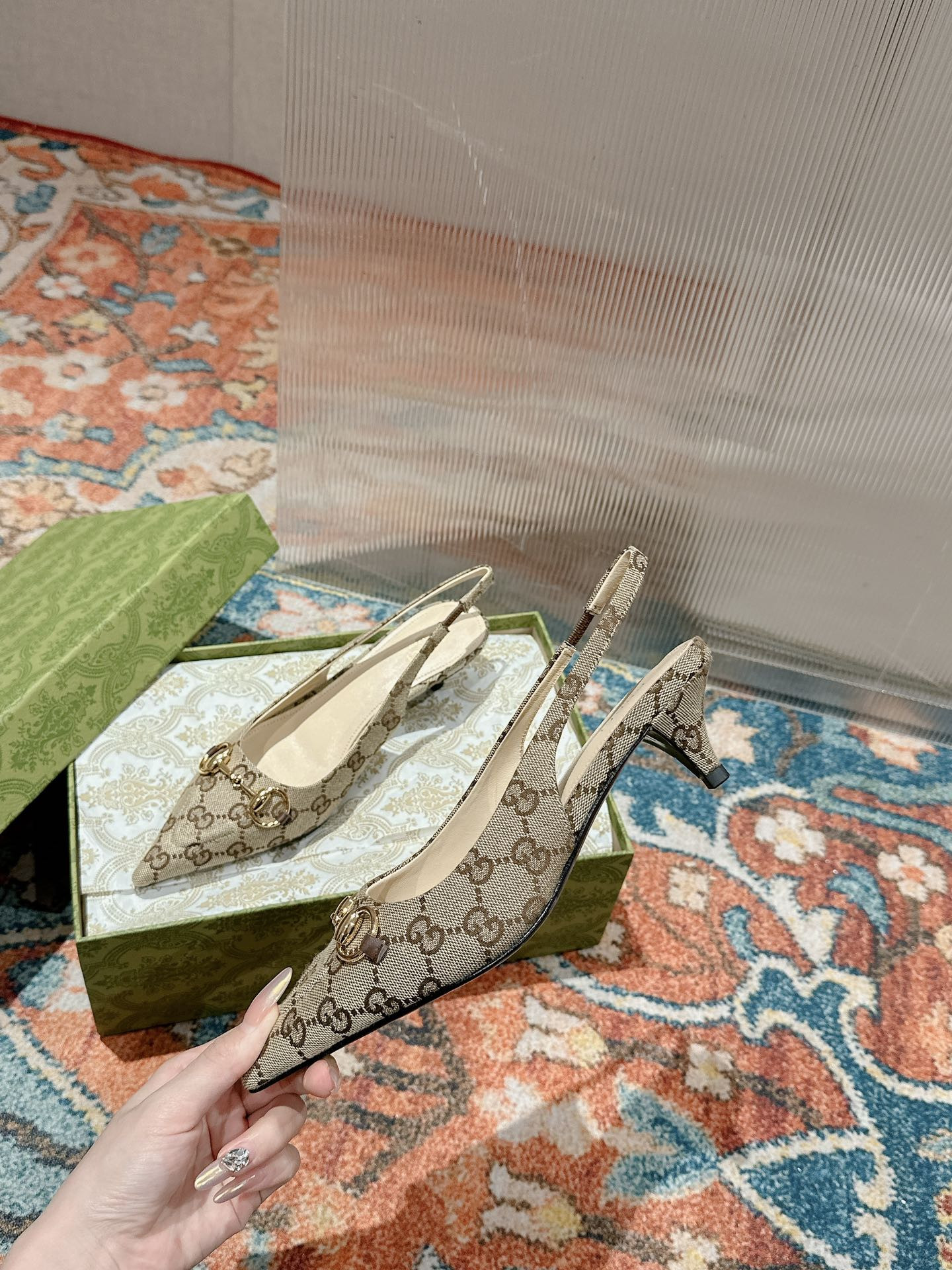 UA G*u*i HORSEBIT SLINGBACK PUMP LOW HEEL