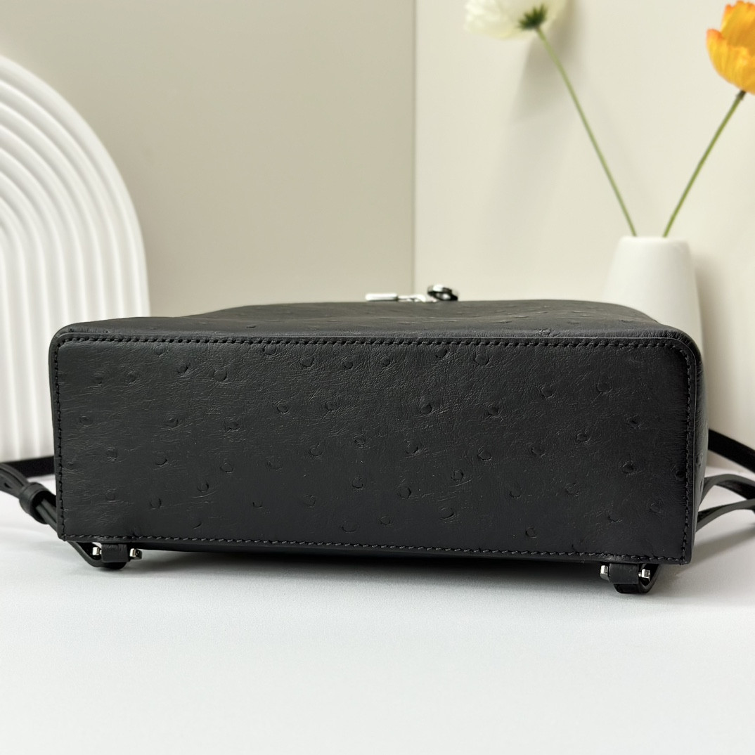 L**o p*ana Extra Pocket backpack L23.5 Ostrich-grained Leather 23 x 21 x 8 cm