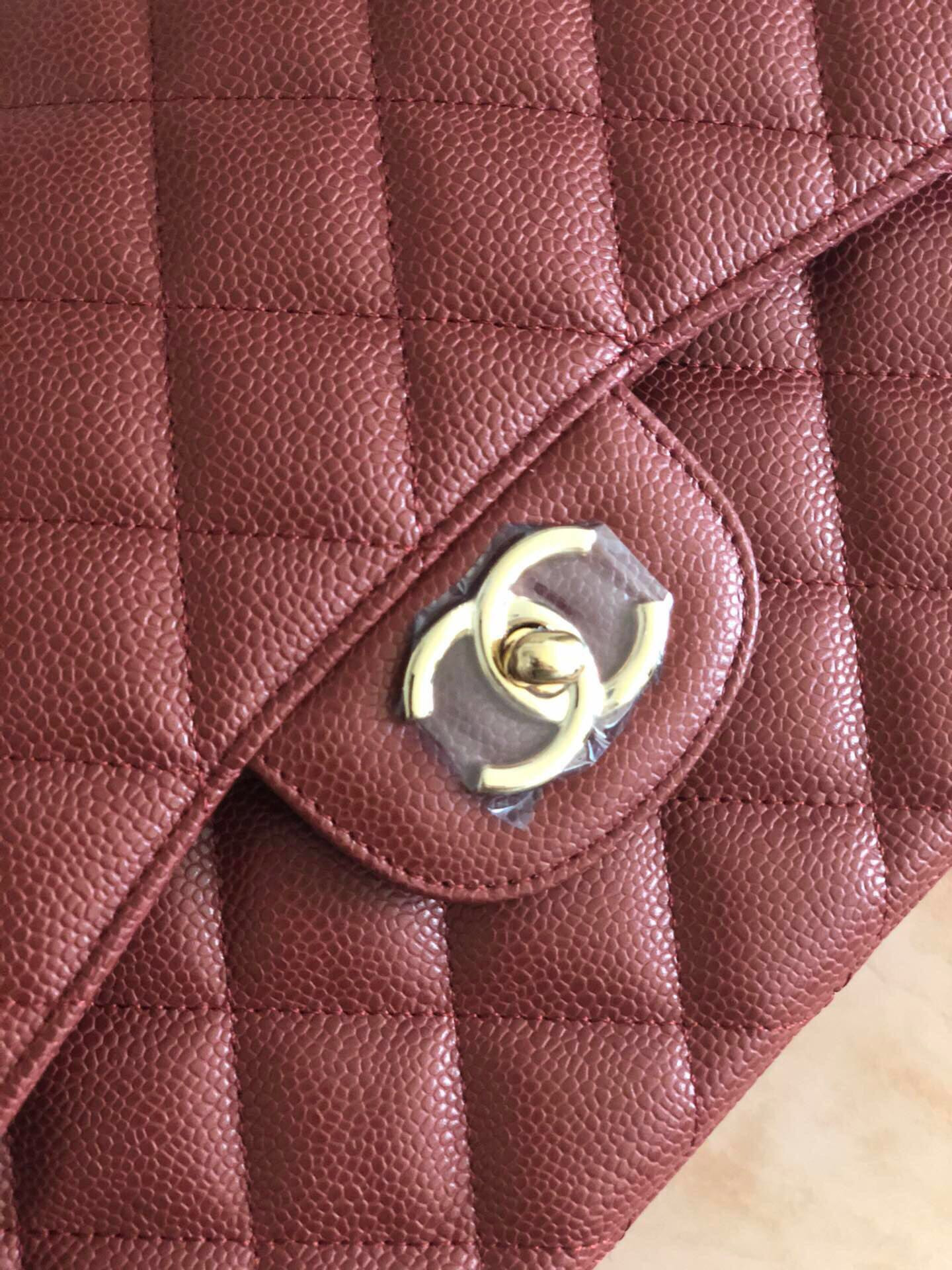 Ch*el Classic Flap Jumbo 30cm CF Gold Hardware 7.6 × 11.7 × 3.9 in