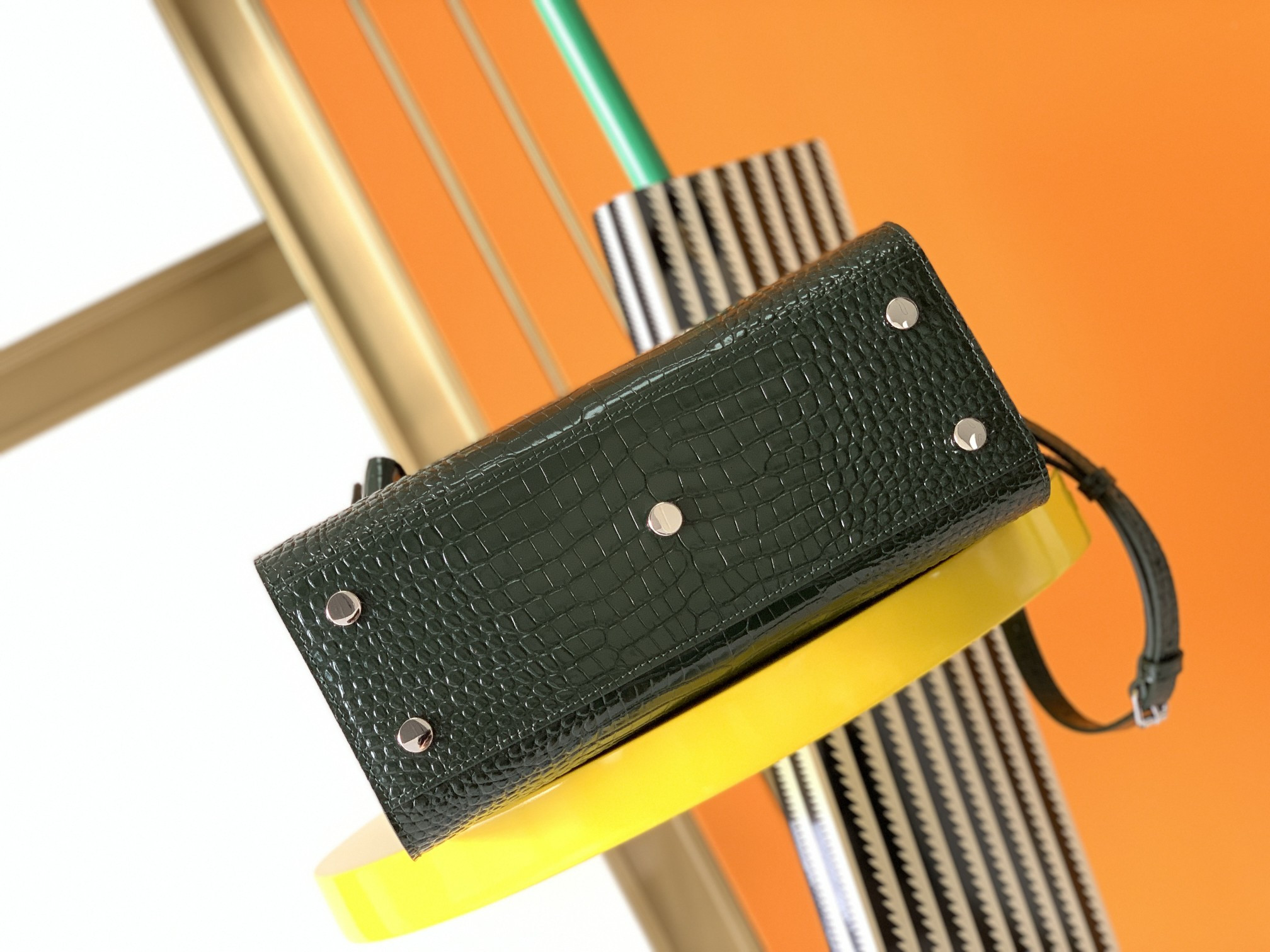 Y*L SAC DE JOUR IN EMBOSSED CROCODILE LEATHER - baby 26x13.5x12.5cm