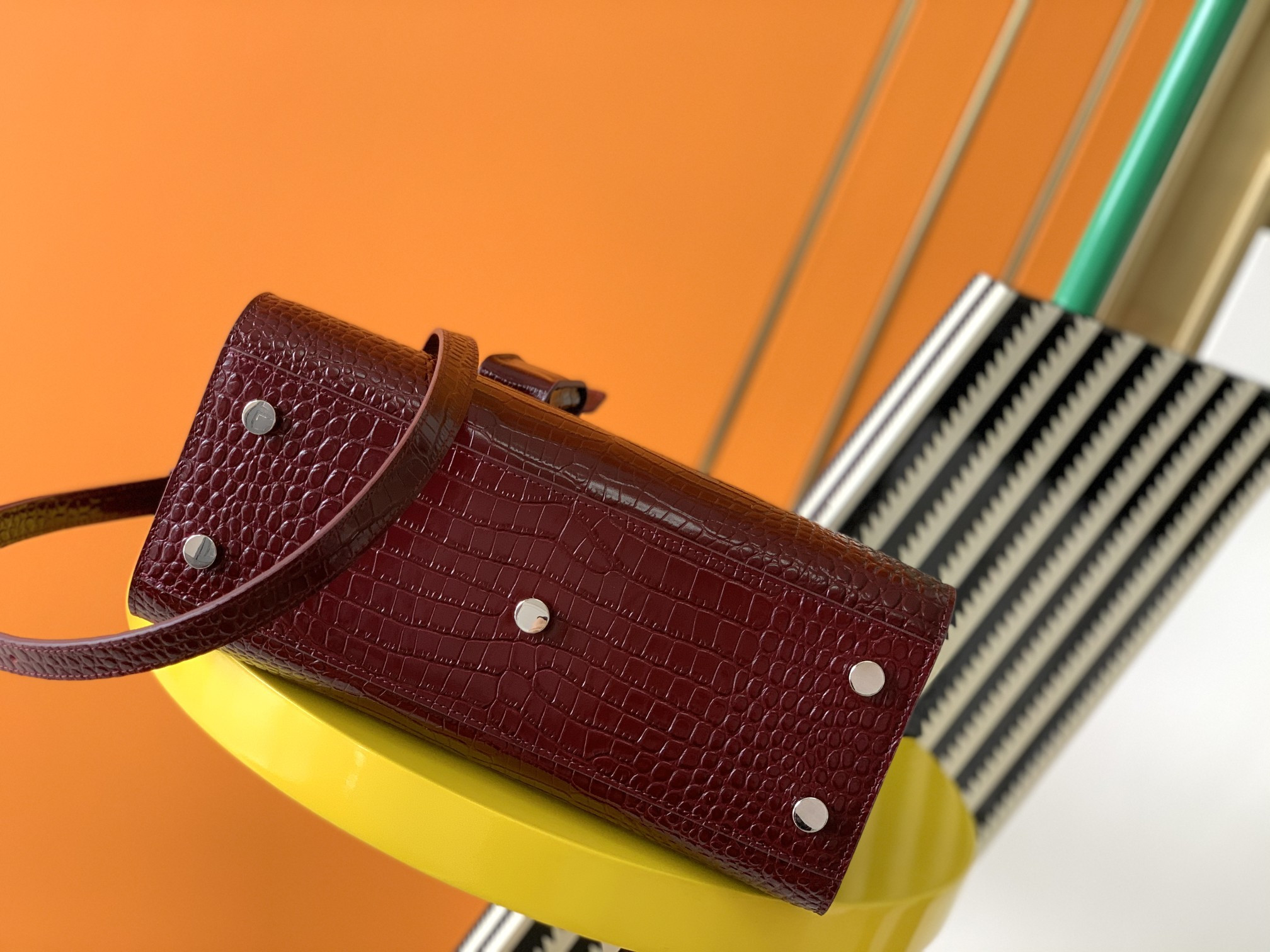 Y*L SAC DE JOUR IN EMBOSSED CROCODILE LEATHER - baby 26x13.5x12.5cm