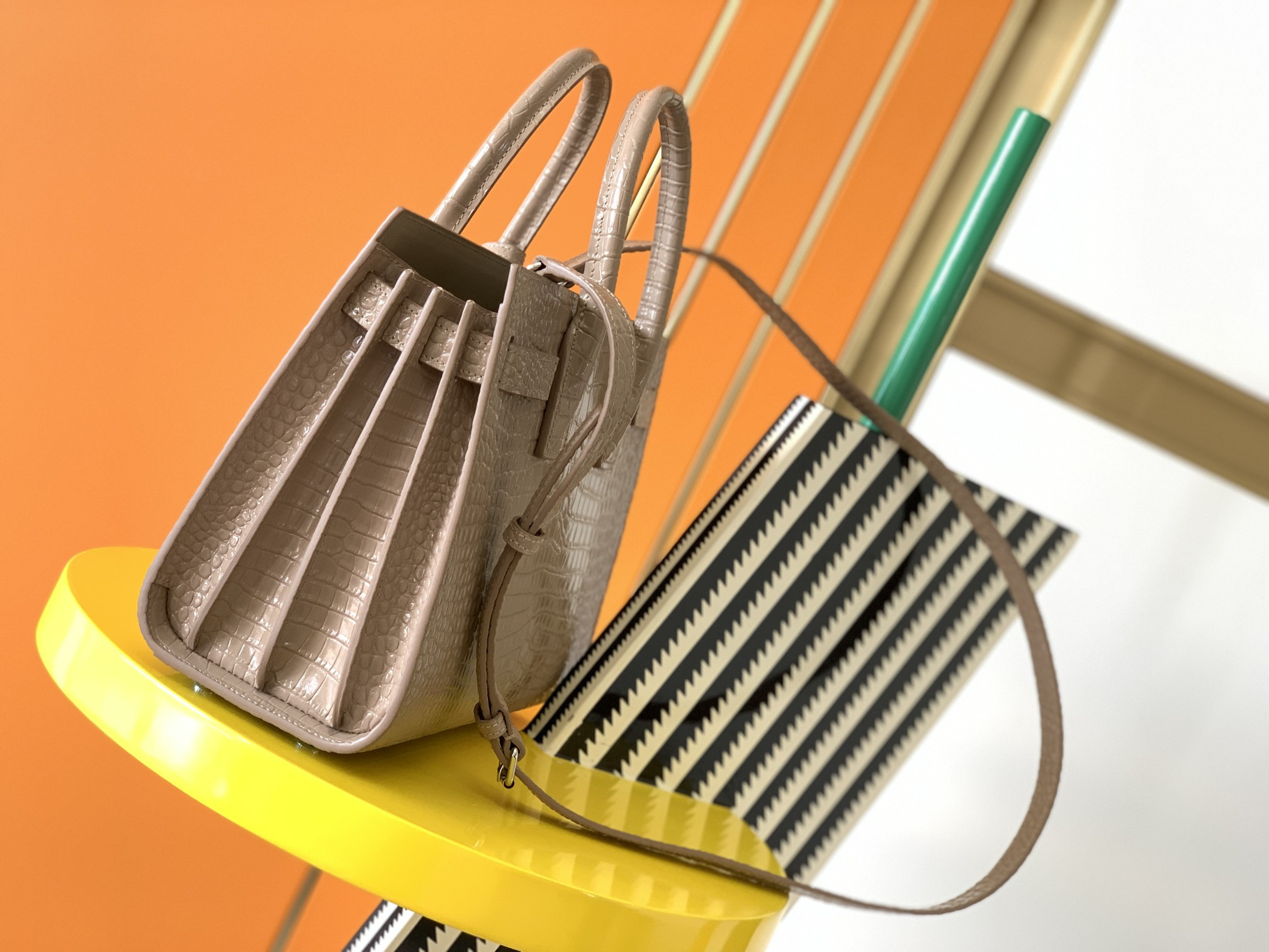 Y*L SAC DE JOUR IN EMBOSSED CROCODILE LEATHER - baby 26x13.5x12.5cm