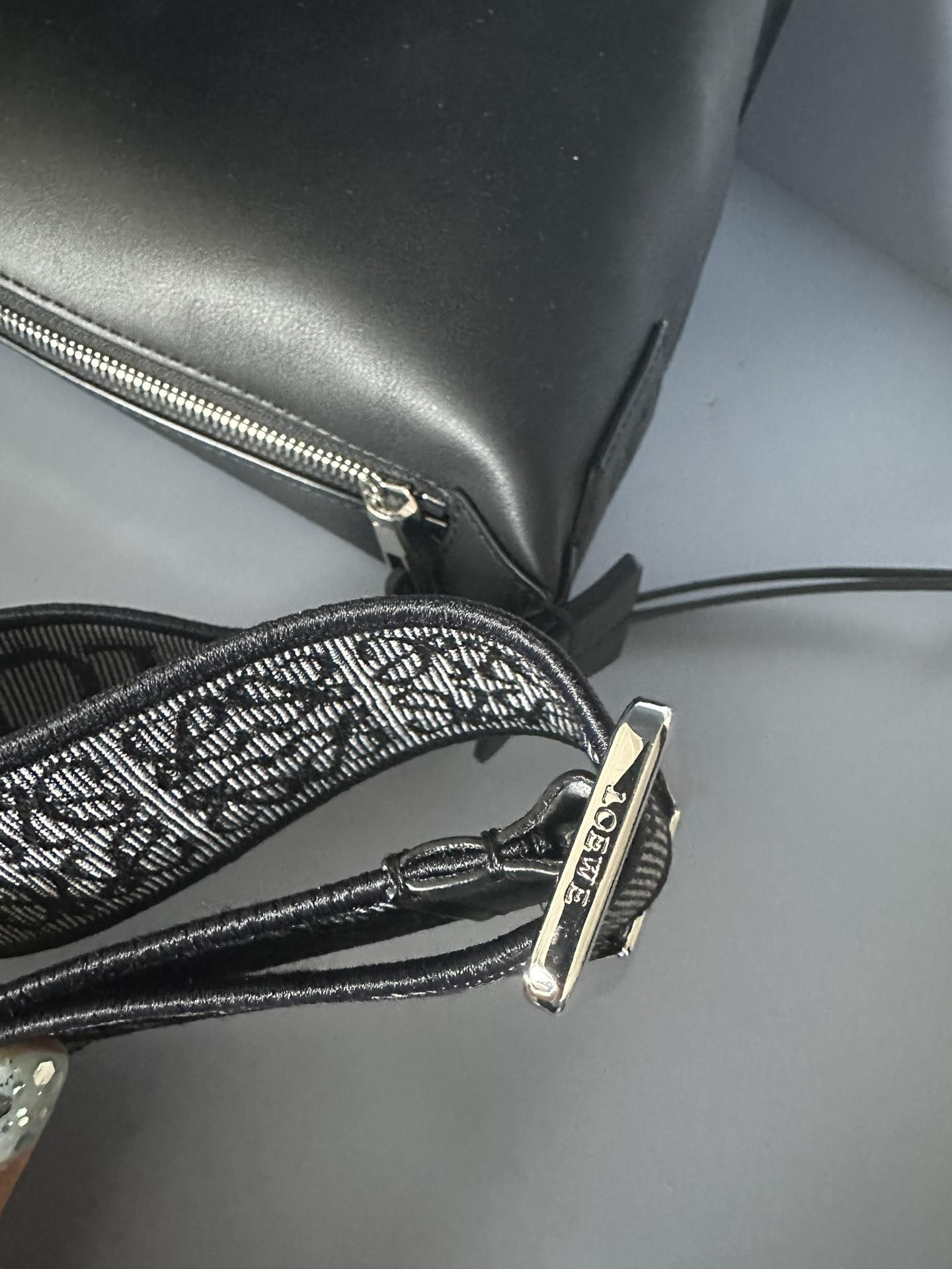 L0ew* Small Cubi crossbody bag in S*pple smooth calfskin and jacquard 29.5x10.5x22cm