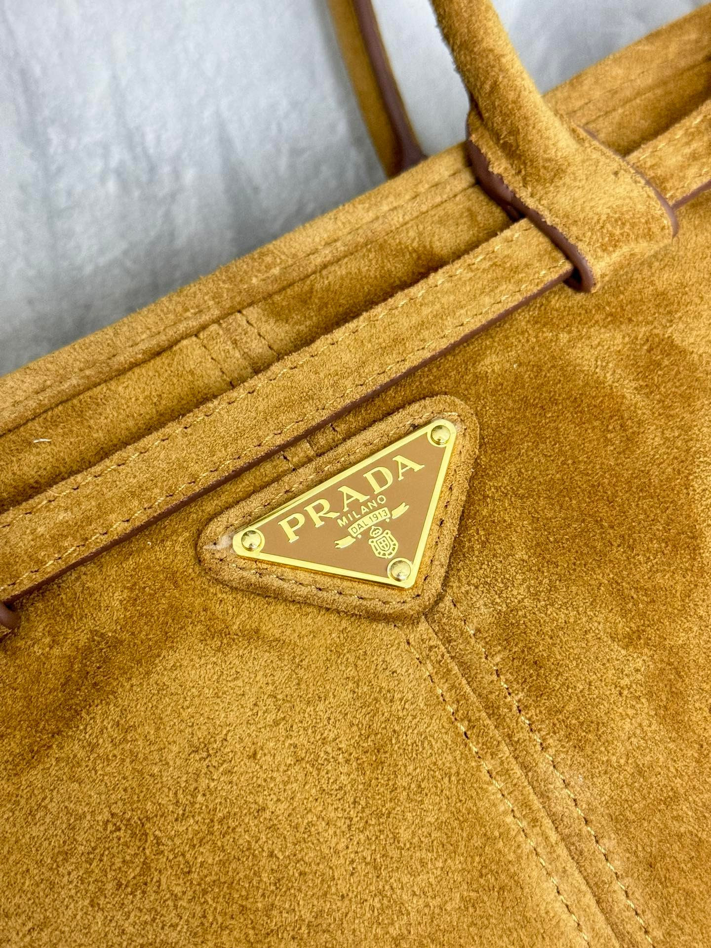 Pra*a Bonnie Medium Suede Handbag 32x15.5x12cm