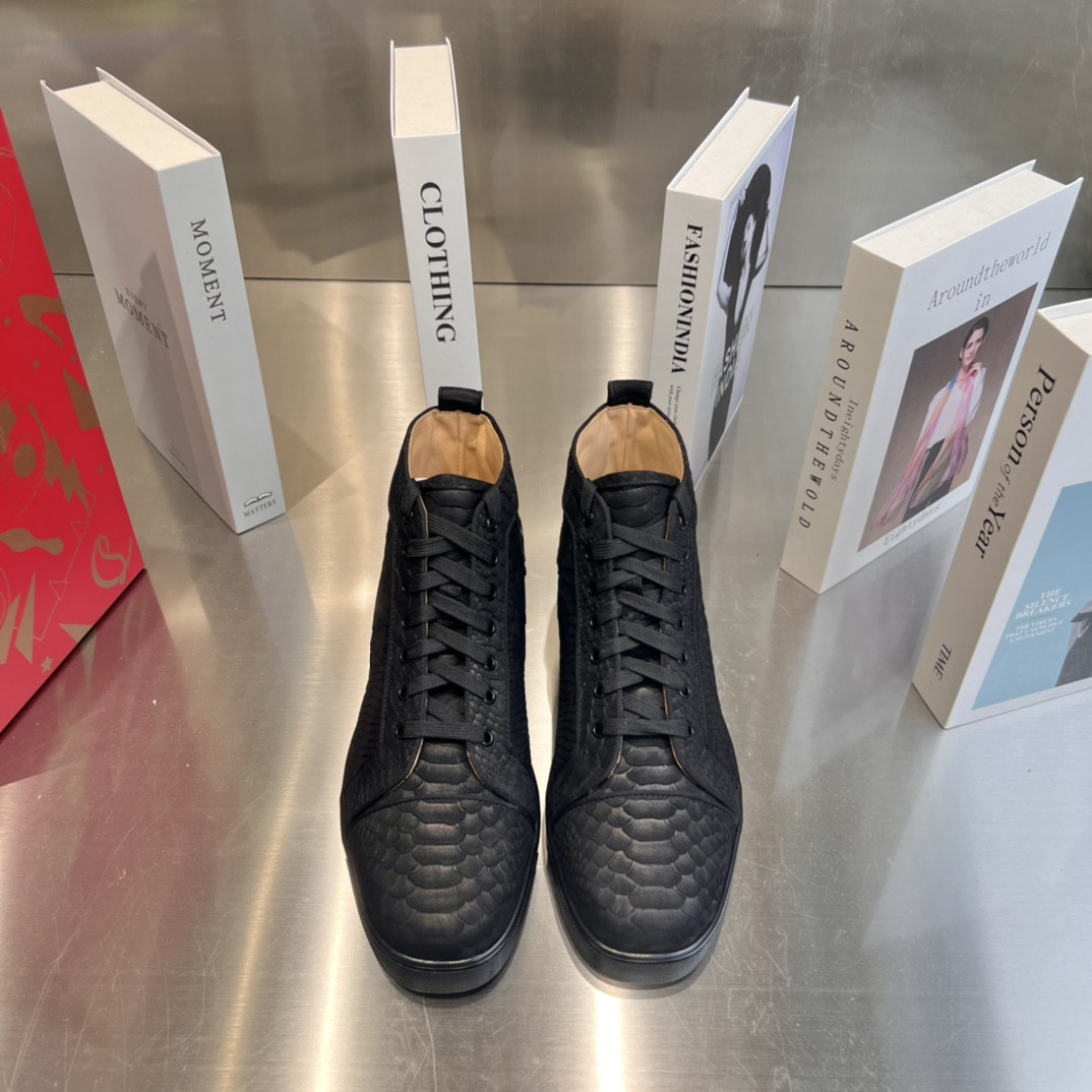 UA Ch**an Louboutin high-top matte snake print version