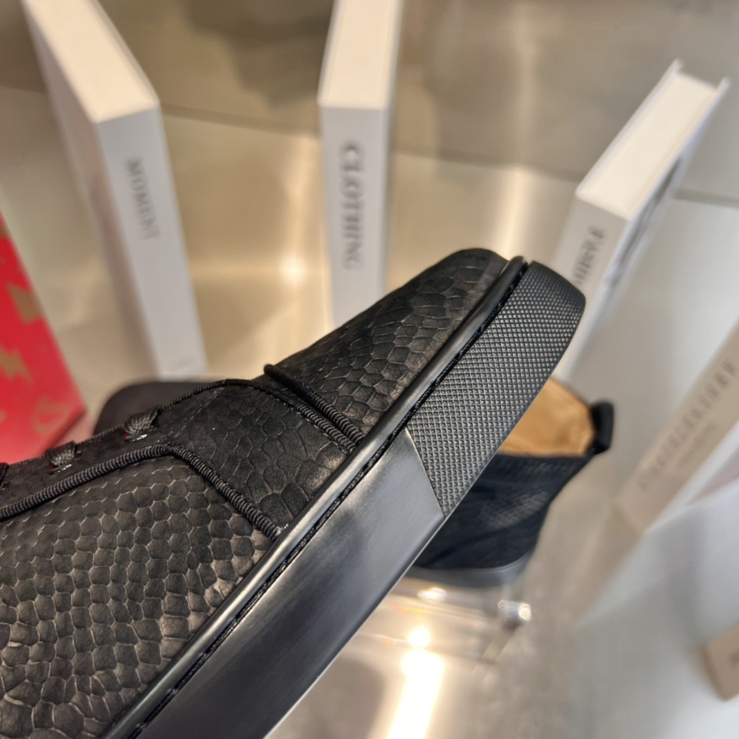 UA Ch**an Louboutin high-top matte snake print version
