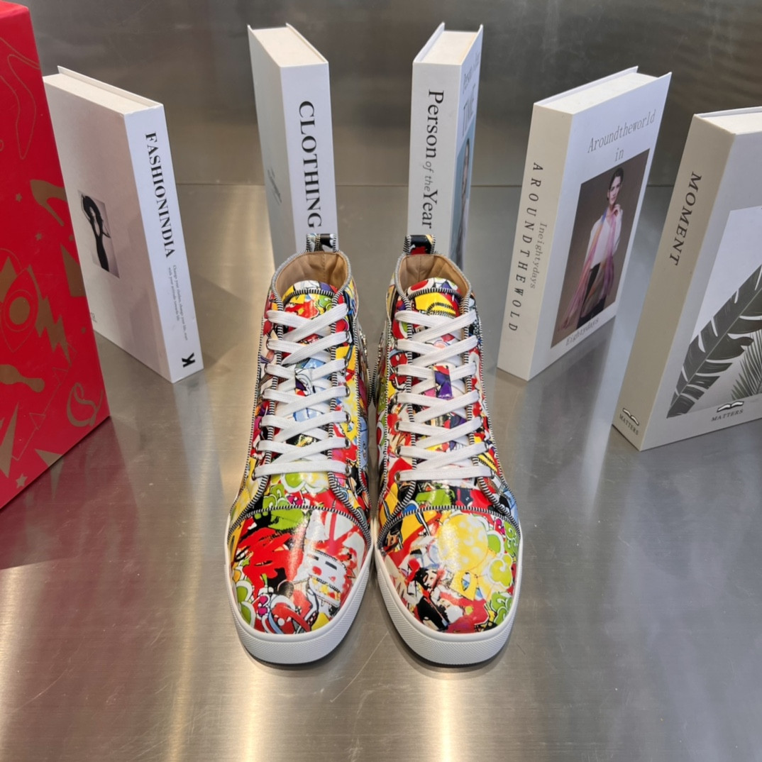 UA Ch**an Louboutin high-top matte snake print version