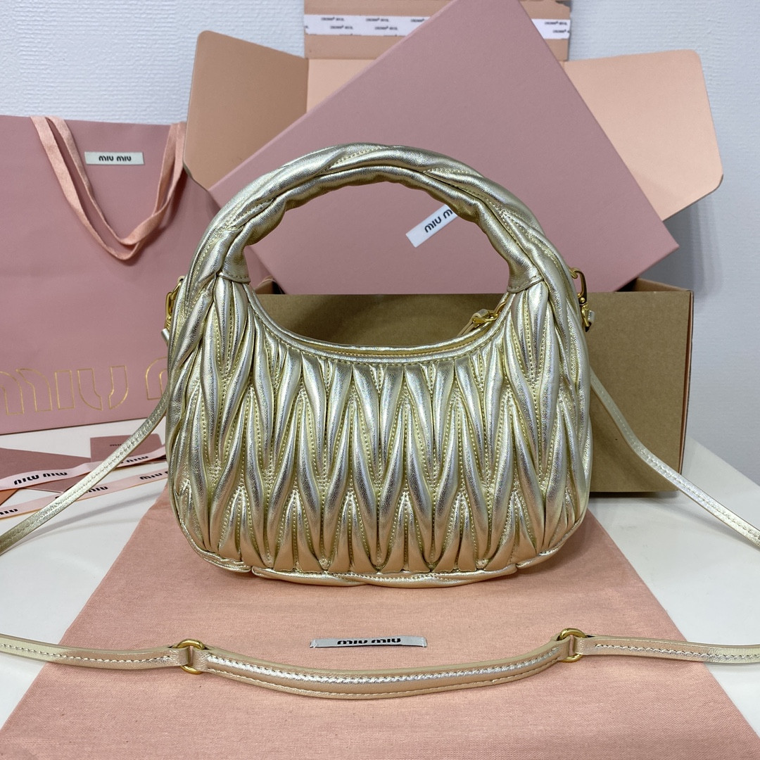 Miu Miu Wander matelassé nappa leather hobo bag 17x20x6cm