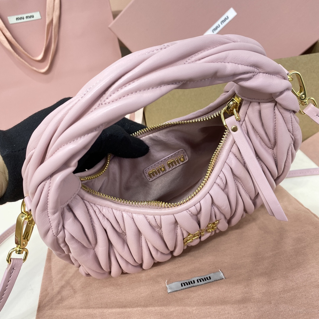 Miu Miu Wander matelassé nappa leather hobo bag 17x20x6cm