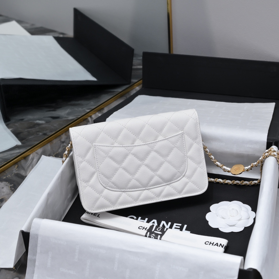 Ch*el WOC CLASSIC WALLET ON CHAIN 19cm