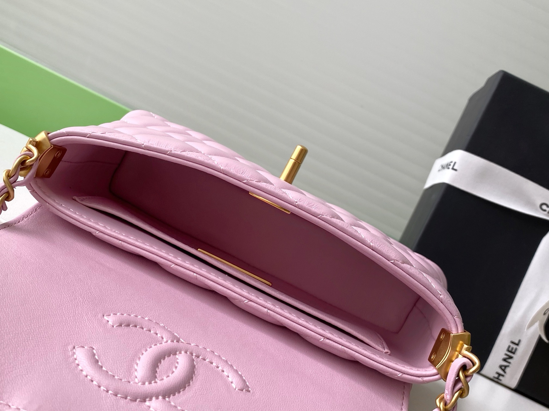 Ch*el Small Top Handle Flap Bag AS5355 11.5 x 22 x 6cm