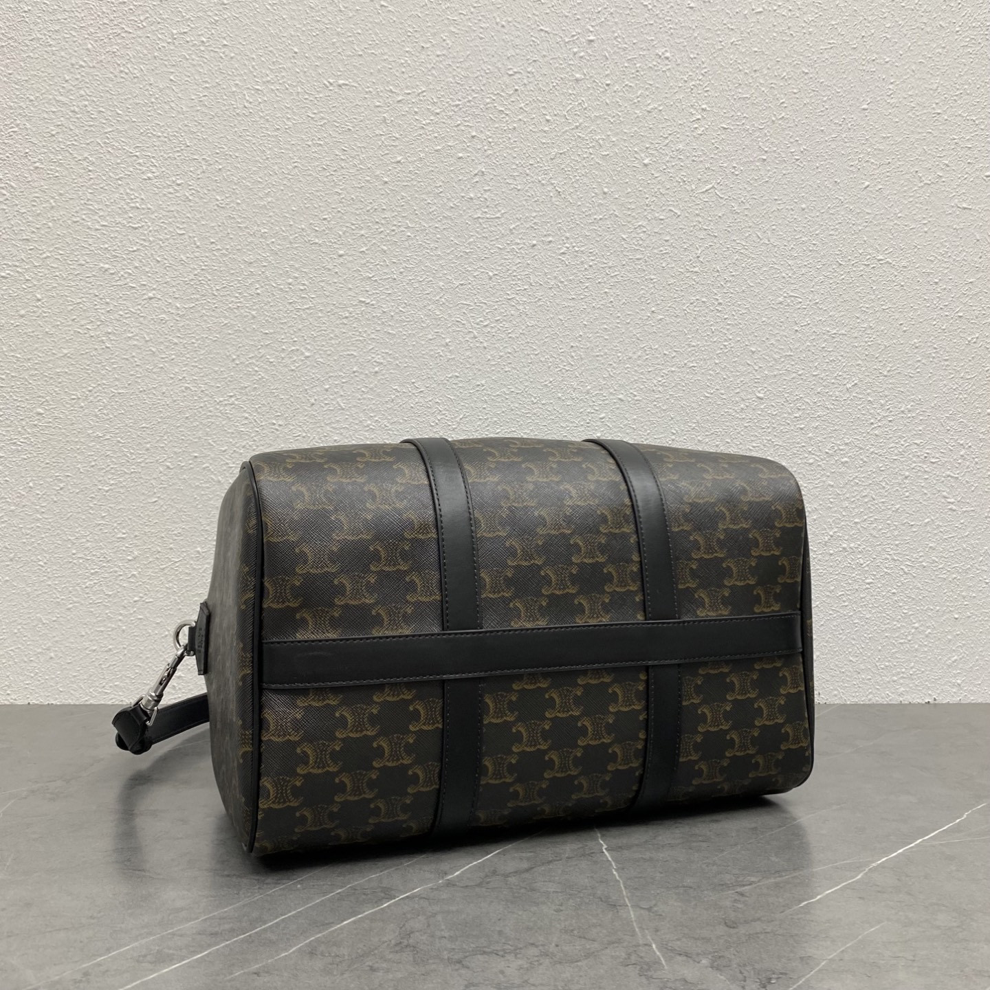 Ce**e LARGE BOSTON in Triomphe Canvas & calfskin 33x20x24cm