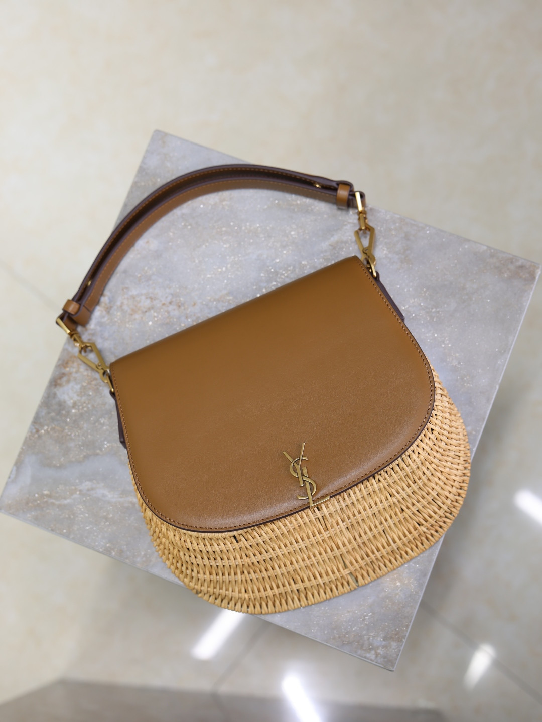 Y*L Mini VOLTAIRE top handle bag in osier 20x22x7.5cm