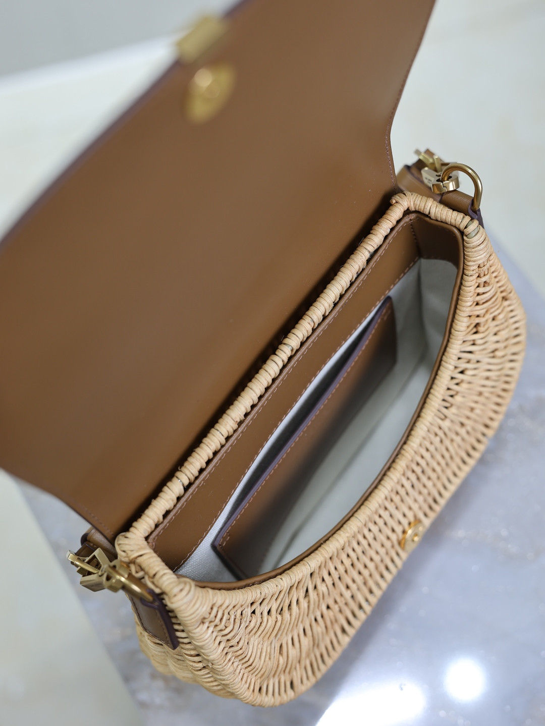 Y*L Mini VOLTAIRE top handle bag in osier 20x22x7.5cm