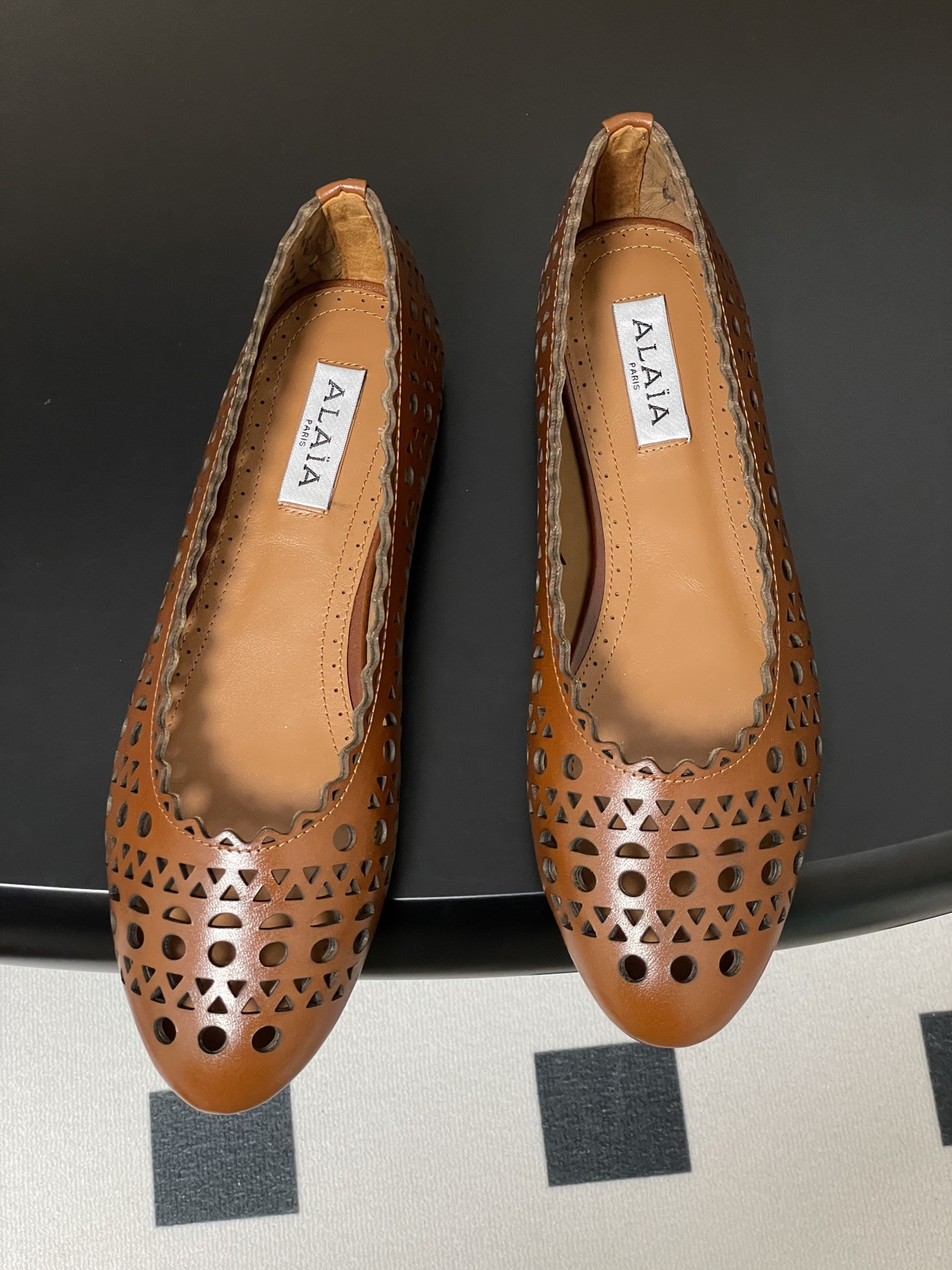 UA Alaïa Laser-cut Leather Ballet Flats(Customized Size 7-10 days production time)